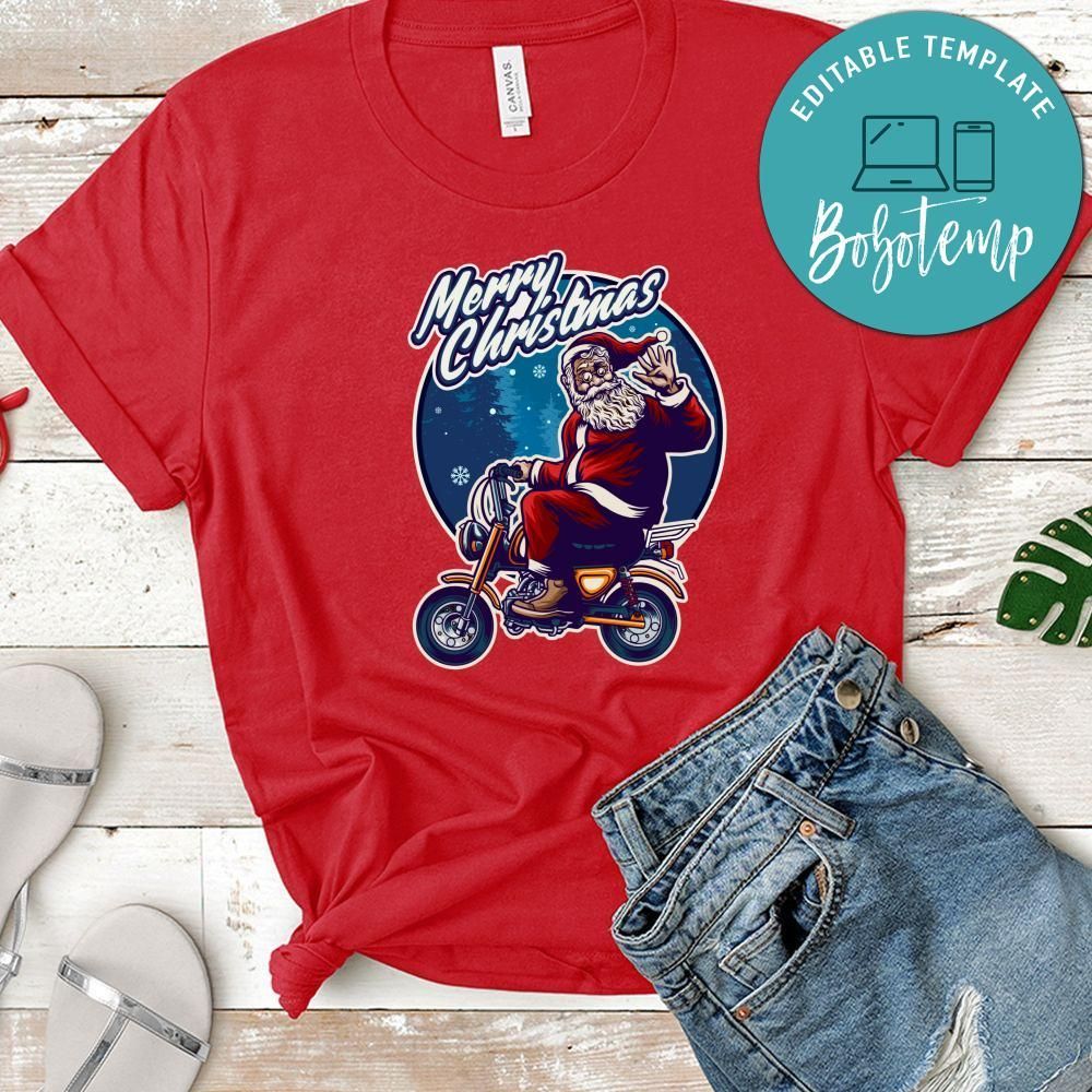 Merry Christmas, Santa Claus Riding Motorcycle Bag Merchandise Shirt