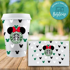 Starbucks Wrap Mickey Pattern PNG File template Instant Download
