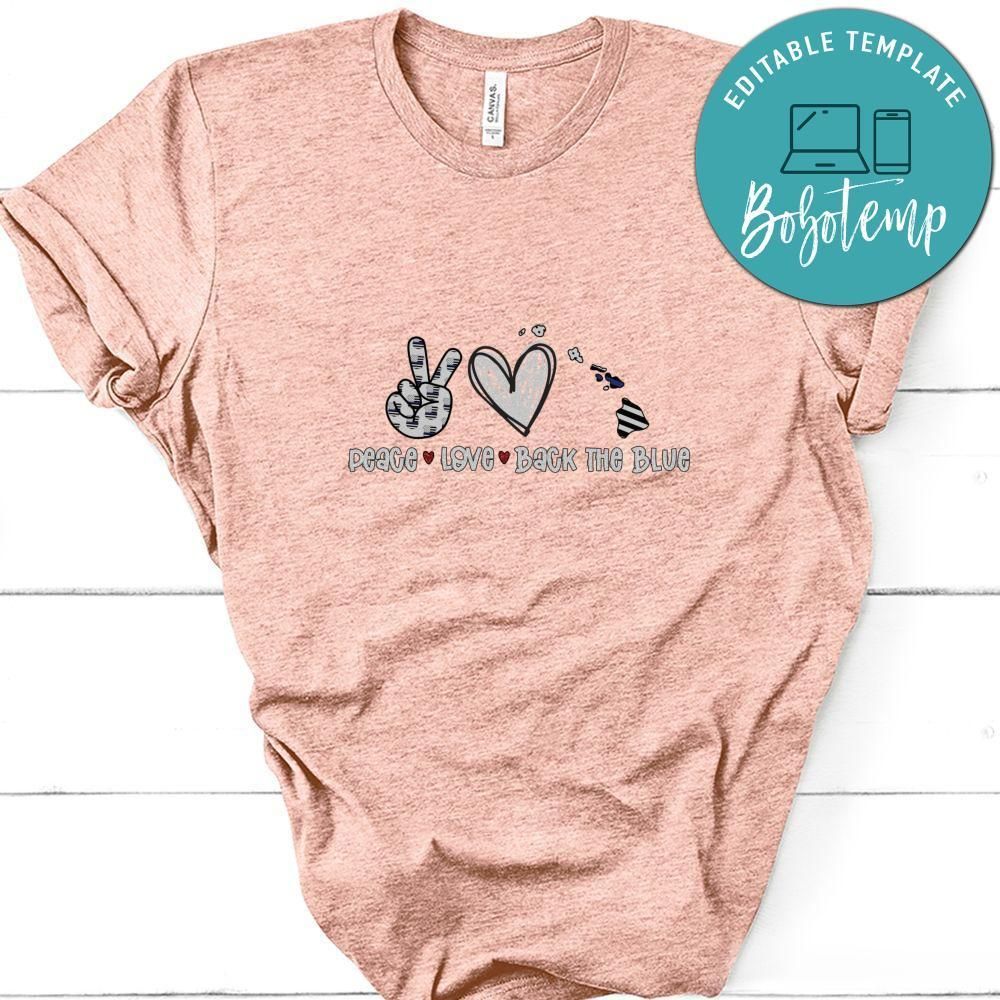 Hawaii Back the Blue Peace Heart Love Shirt