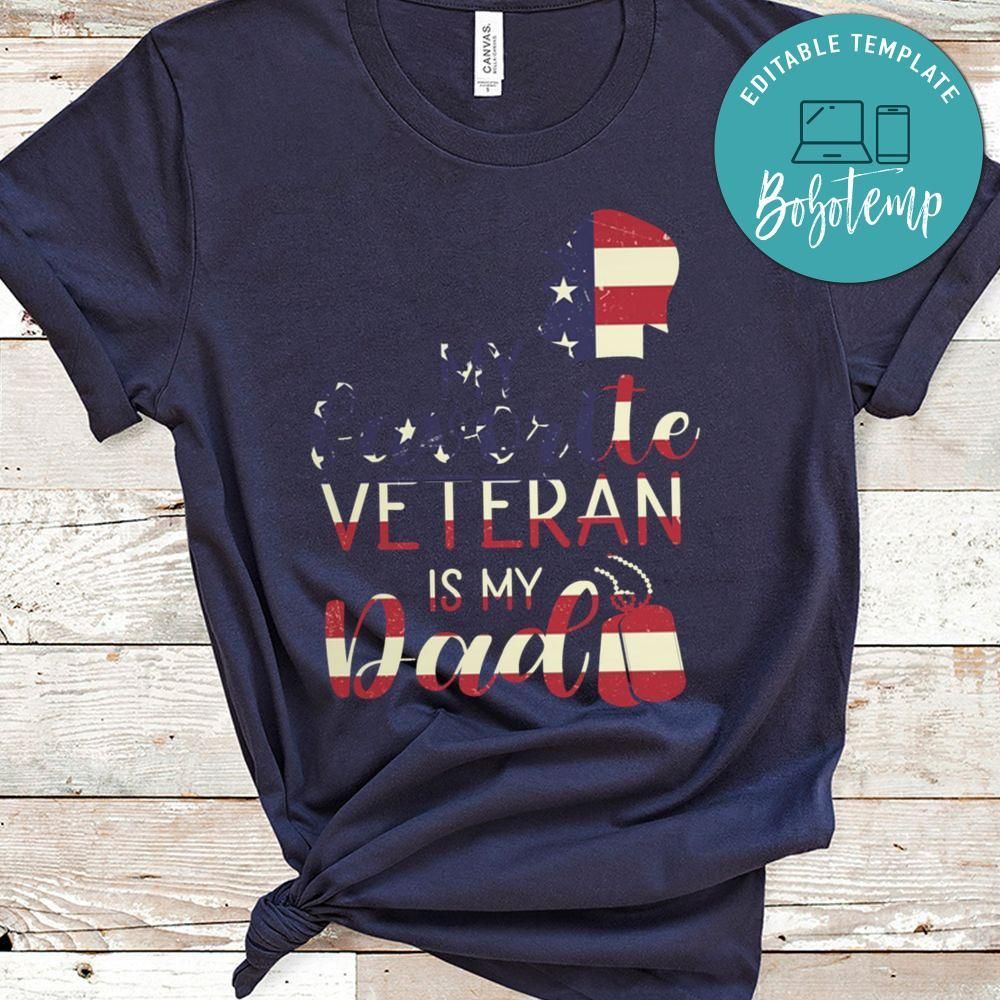 My Favorite Veteran Is My Dad American Flag Tshirt