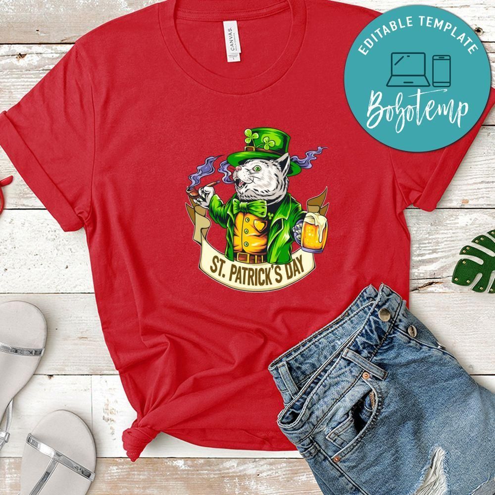 Cute Cat St.Patrick's Day Holding A Glass Full Of Beer Shirt