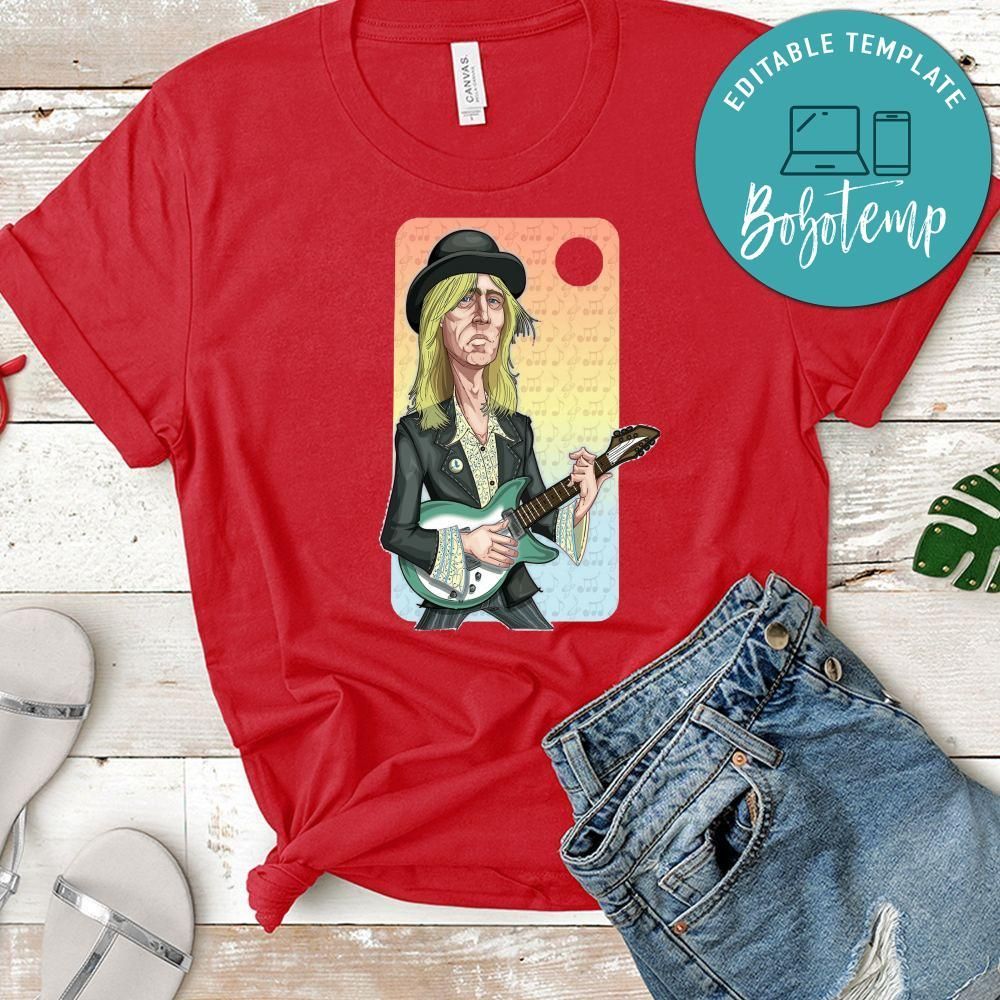 Funny Tom Petty With Guiltar White Shirt