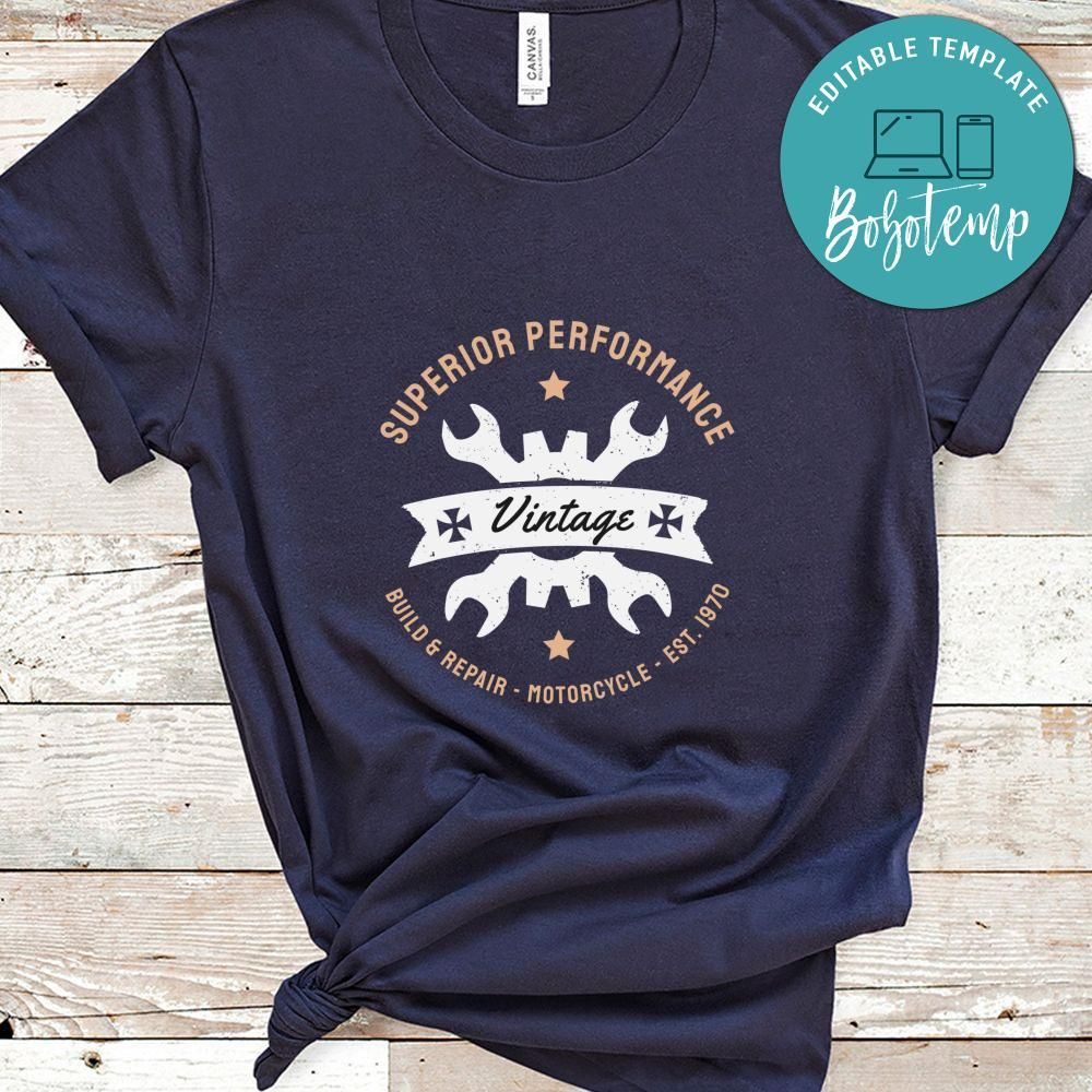 Superior Performance Vintage Build & Repair Motorcycle Est 1970 Shirt