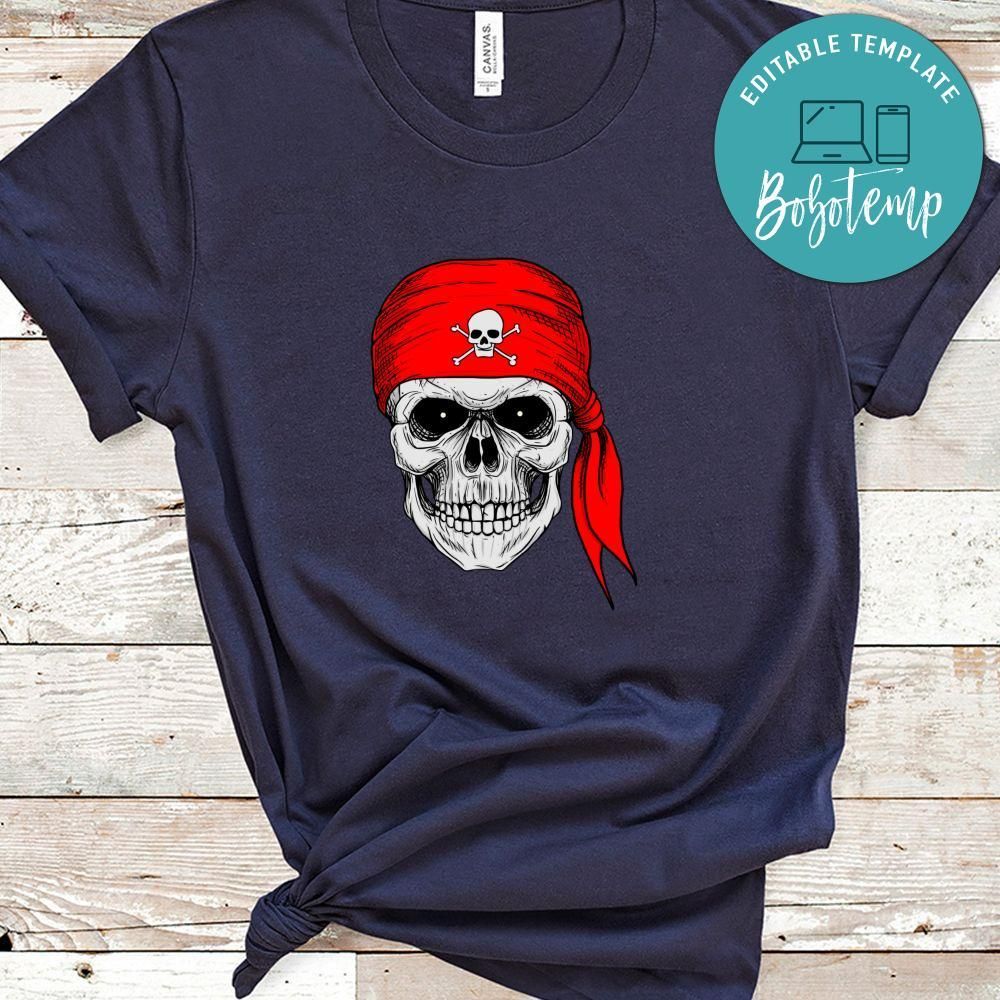 Pirate Skull With Red Bandana Shirt