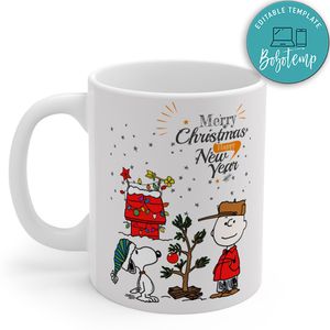 Merry Christmas And Happy New Year, Charlie Brown and Snoopy Christmas Mug