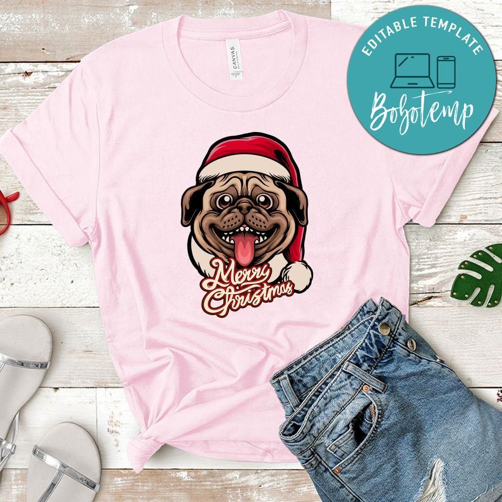 Merry Christmas, Cute Pug Dog Merry Christmas Shirt