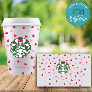 Starbucks Wrap Mickey Pink Red Pattern PNG File template Instant Download