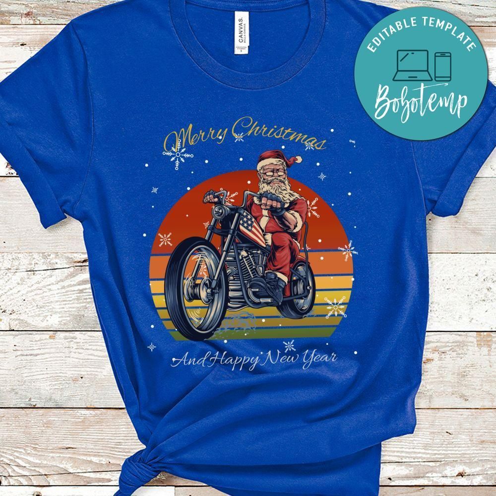 Bikers Santa Claus Merry Christmas Cooper Shirt