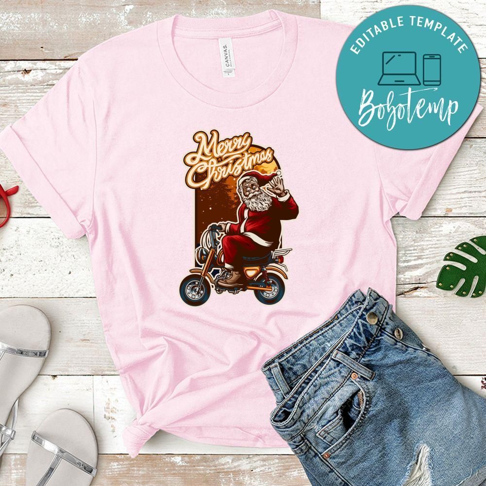 Merry Christmas, Santa Claus Riding Vintage A Motorbike Shirt