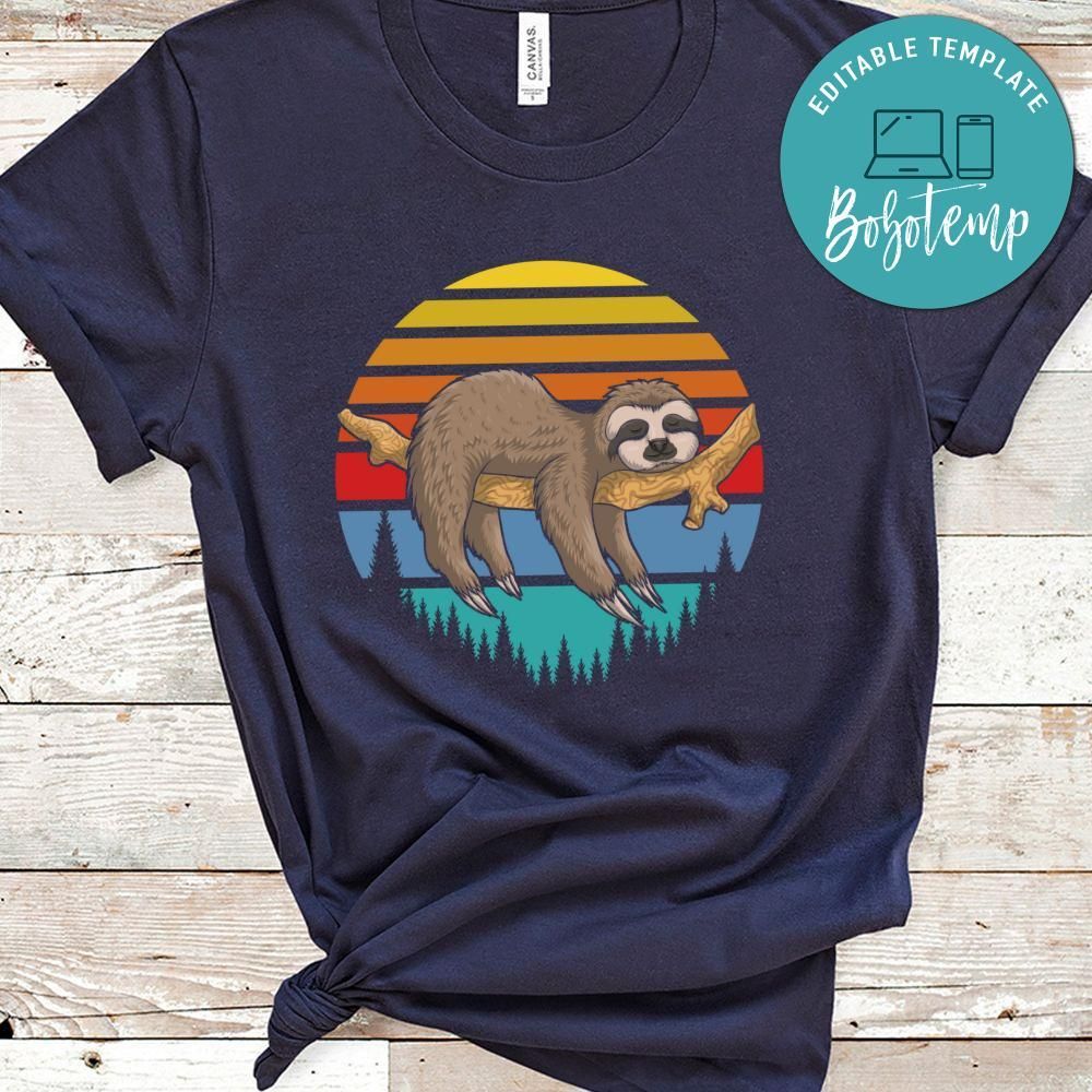lazzy sloth retro sunset Shirt
