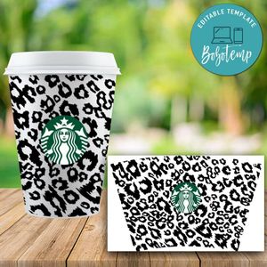 Starbucks Wrap Animal Leopard Pattern PNG File template Instant Download