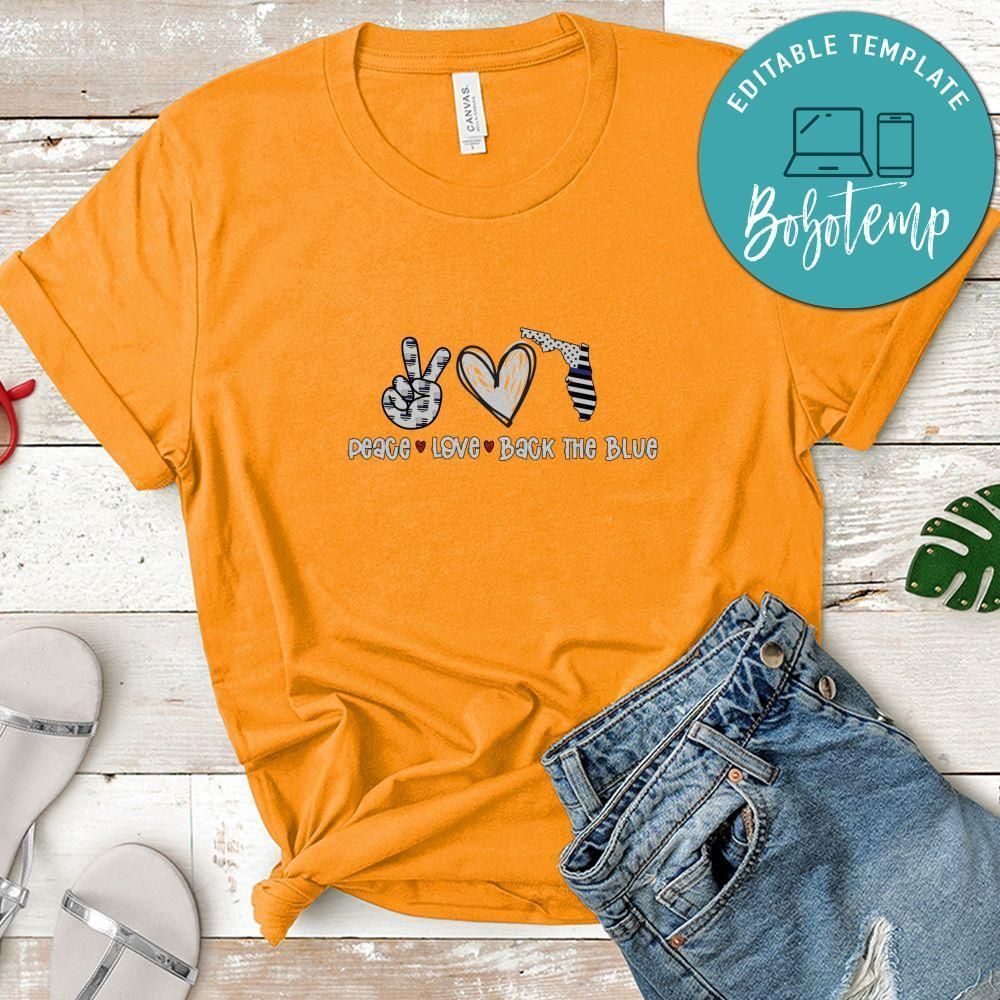 Florida Back the Blue Peace Heart Love Shirt