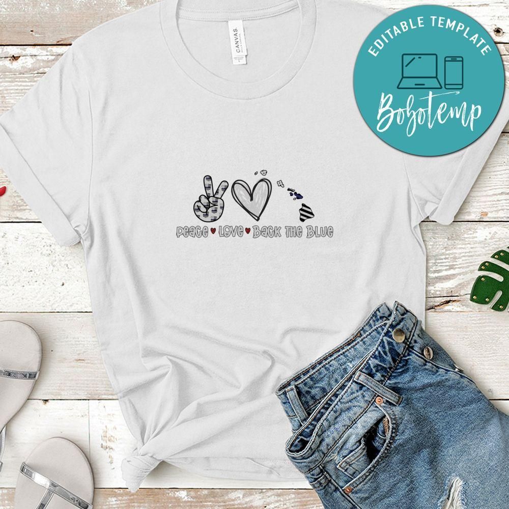 Hawaii Back the Blue Peace Heart Love Shirt