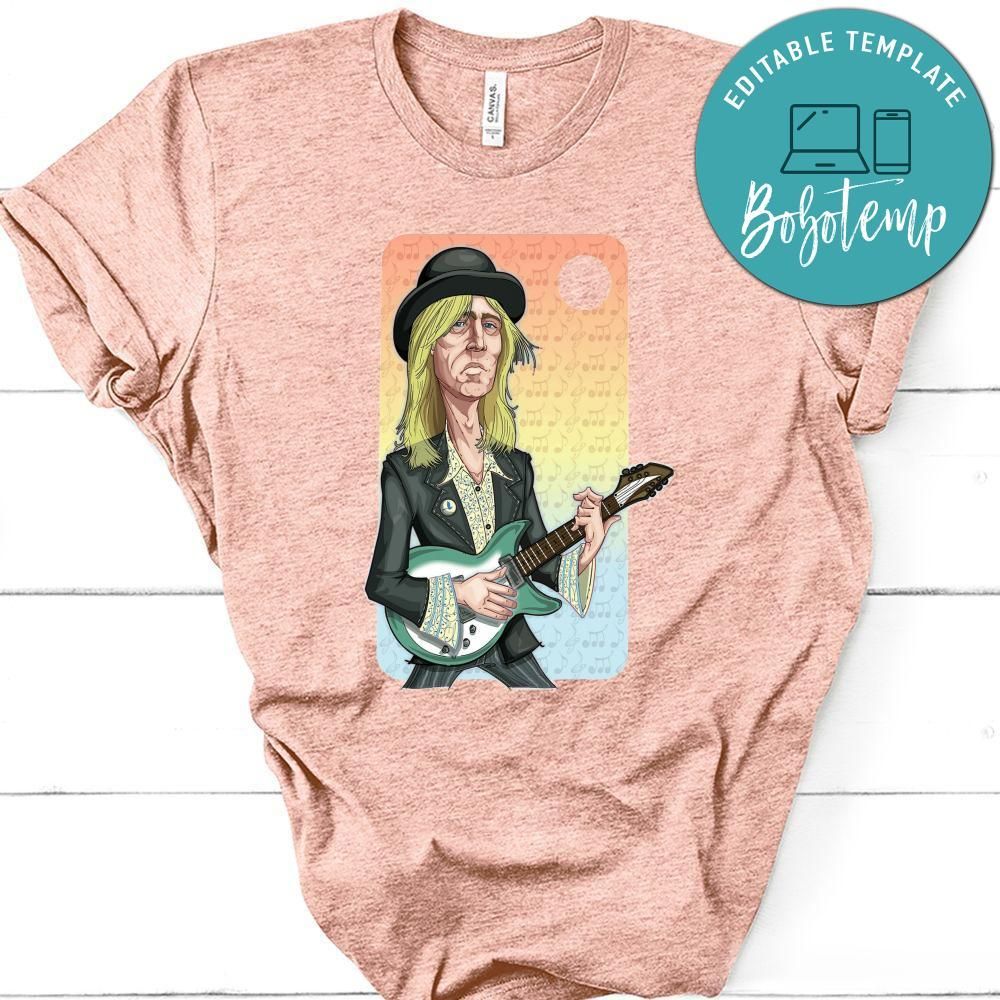 Funny Tom Petty With Guiltar White Shirt