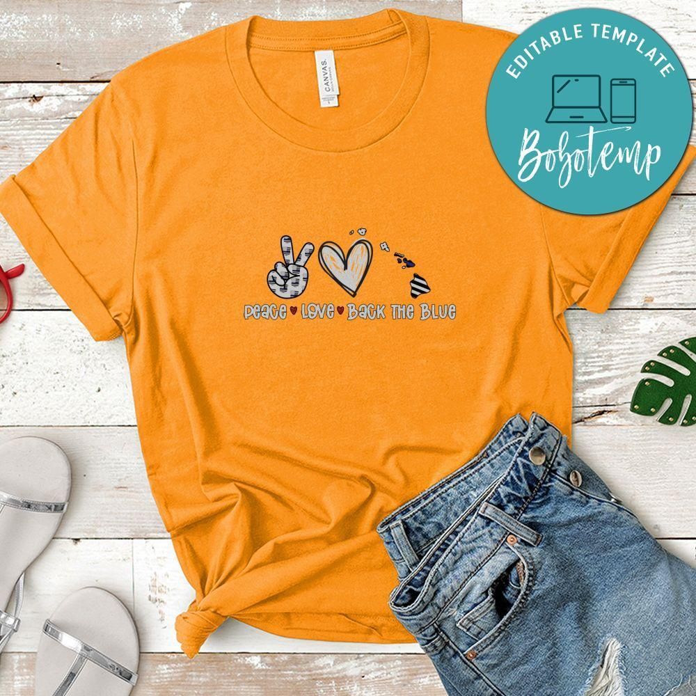 Hawaii Back the Blue Peace Heart Love Shirt