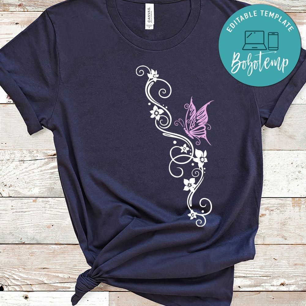 Flower Butterfly Custom Color Shirt