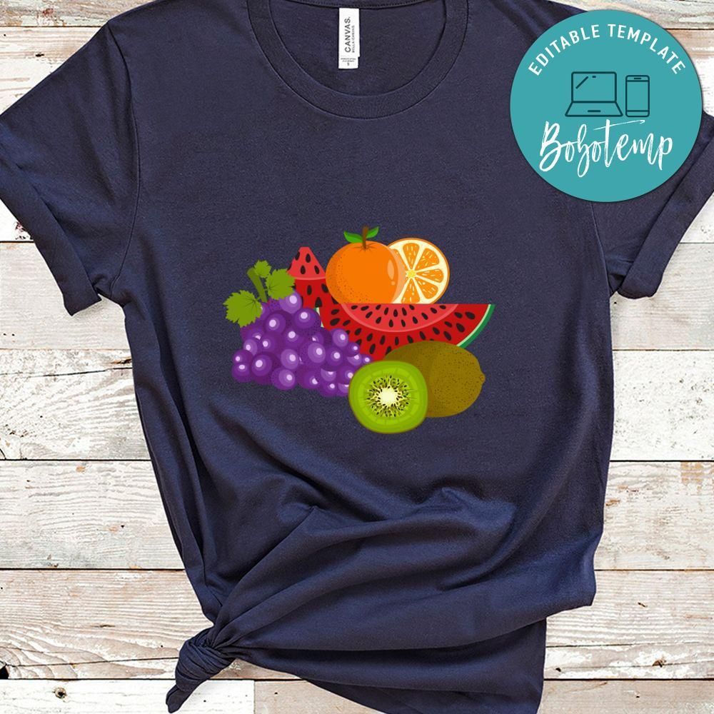 Veggies Tropical Fruit Summer Fruit Watermelon Kiwi Oranges Grapes Shirt