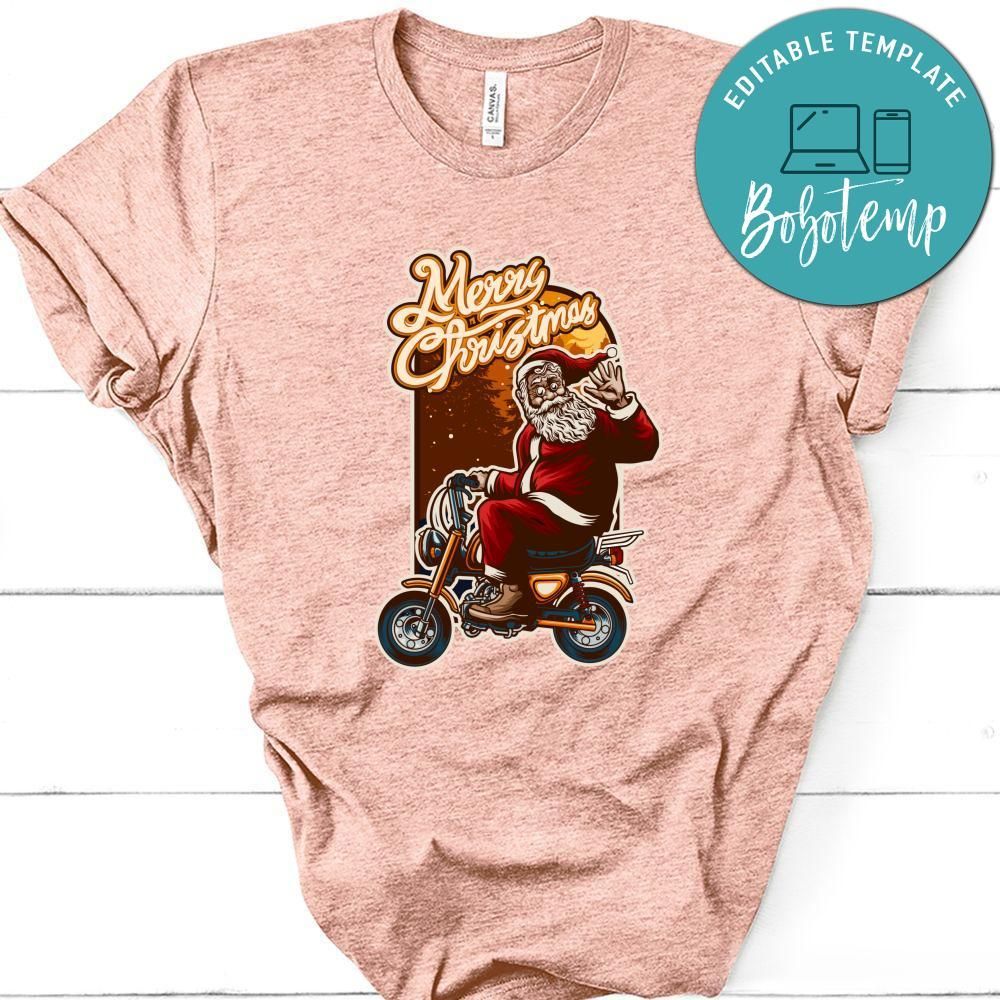 Merry Christmas, Santa Claus Riding Vintage A Motorbike Shirt