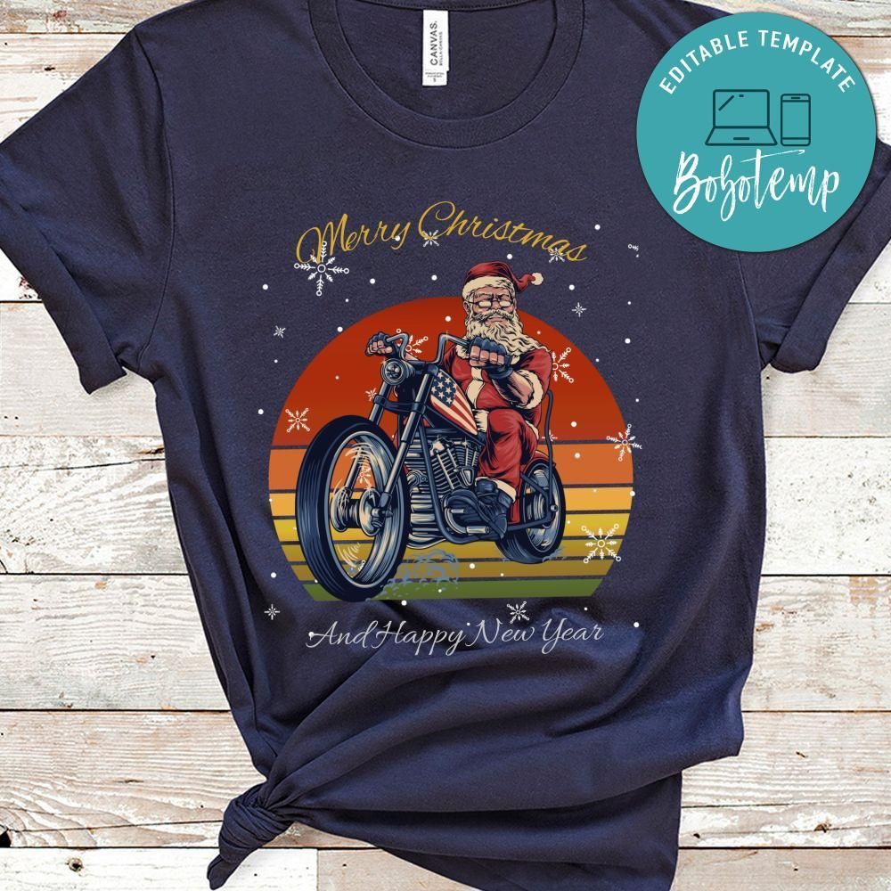 Bikers Santa Claus Merry Christmas Cooper Shirt