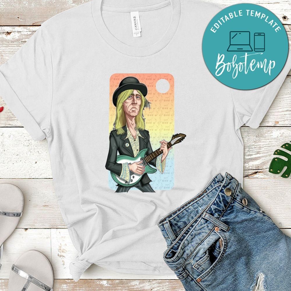 Funny Tom Petty With Guiltar White Shirt