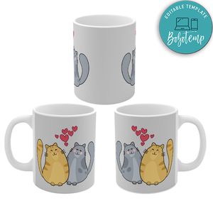 Cute Bonny Cat Couple In Love With Heart Mug
