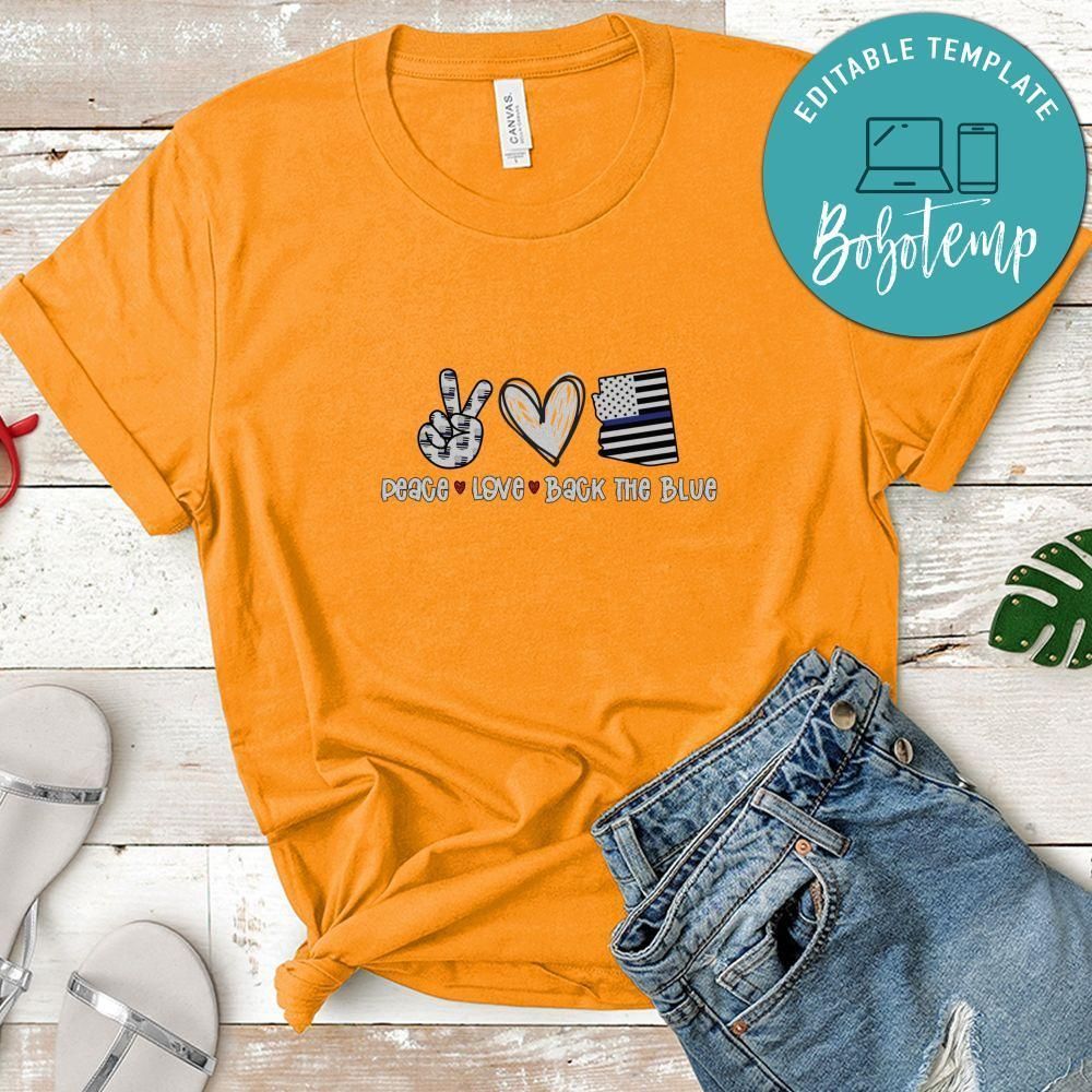 Arizona Back the Blue Peace Heart Love Shirt