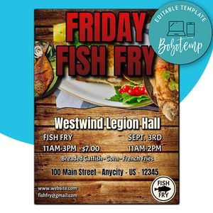 Friday Fish Fry Flyer Template Instant Download