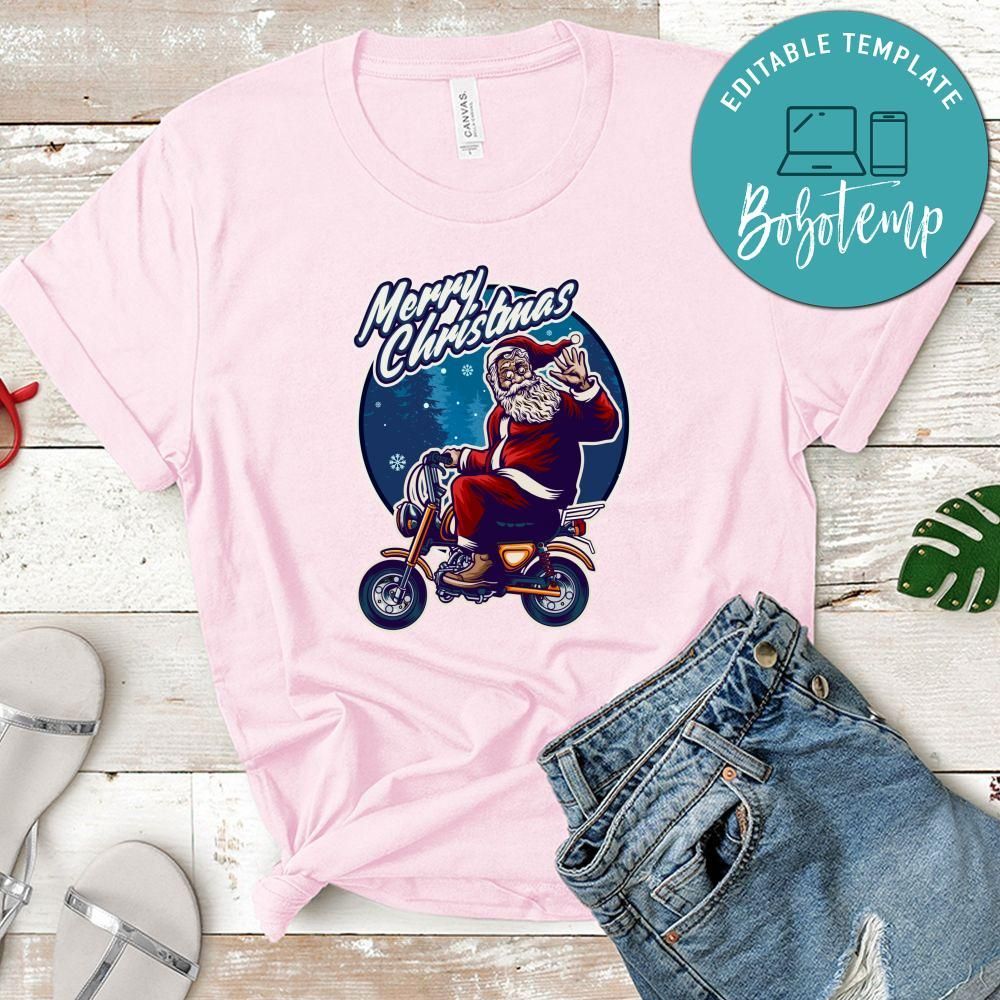 Merry Christmas, Santa Claus Riding Motorcycle Bag Merchandise Shirt