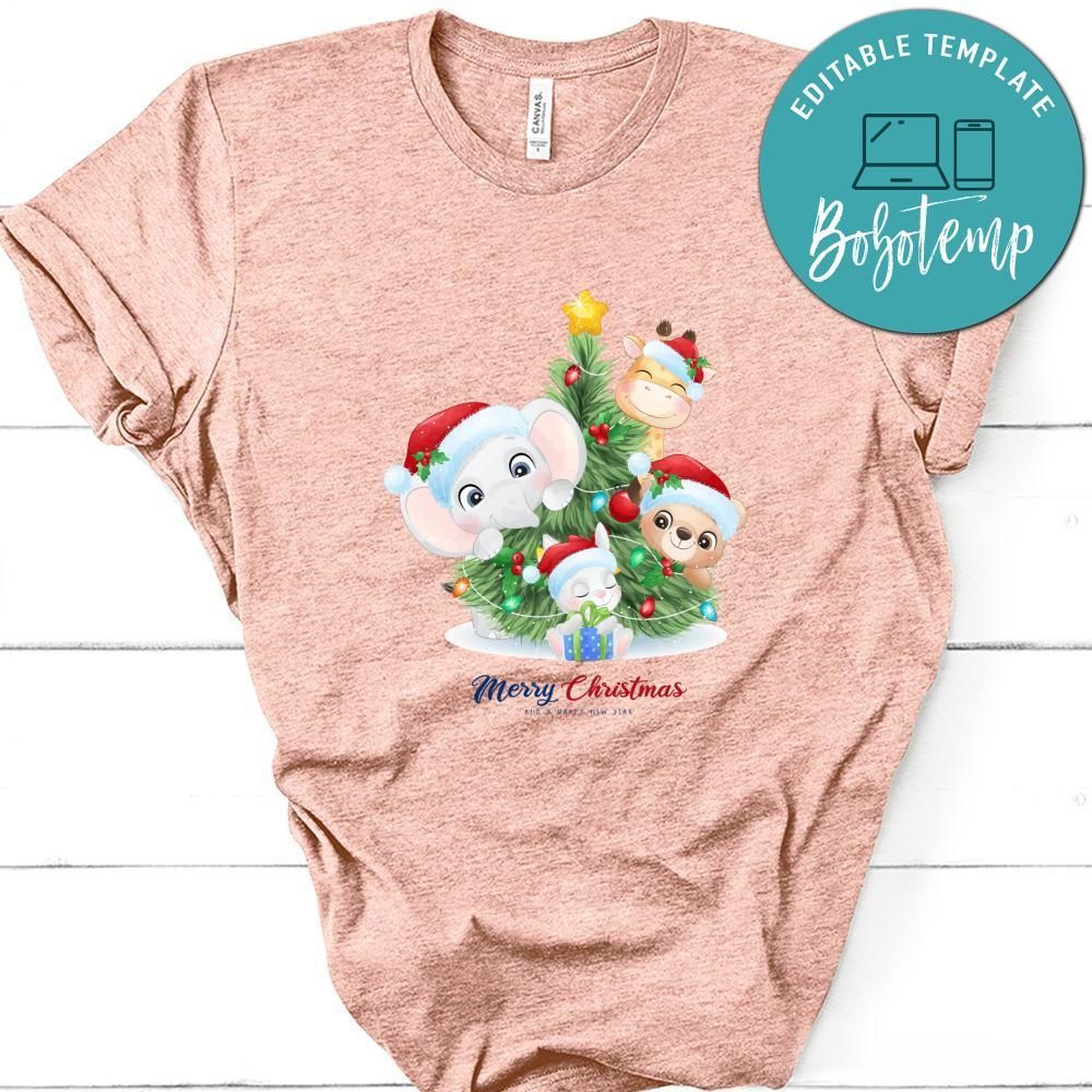 Merry Christmas And Happy New Year Cute Animals And Tree Shirt