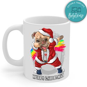 Santa Claus The Cute Pug Dog Dabbing Dance Mug