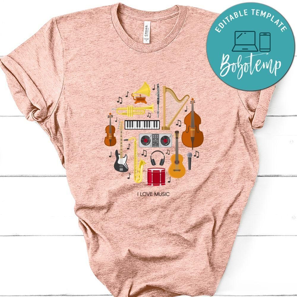 I Love Music Circle Music Instruments Shirt