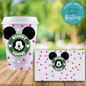 Starbucks Wrap Mickey Pink Pink Pattern PNG File template Instant Download