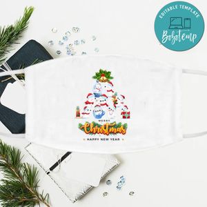 Merry Christmas And Happy New Year, Cute Polar Bear Christmas Day Face Mask