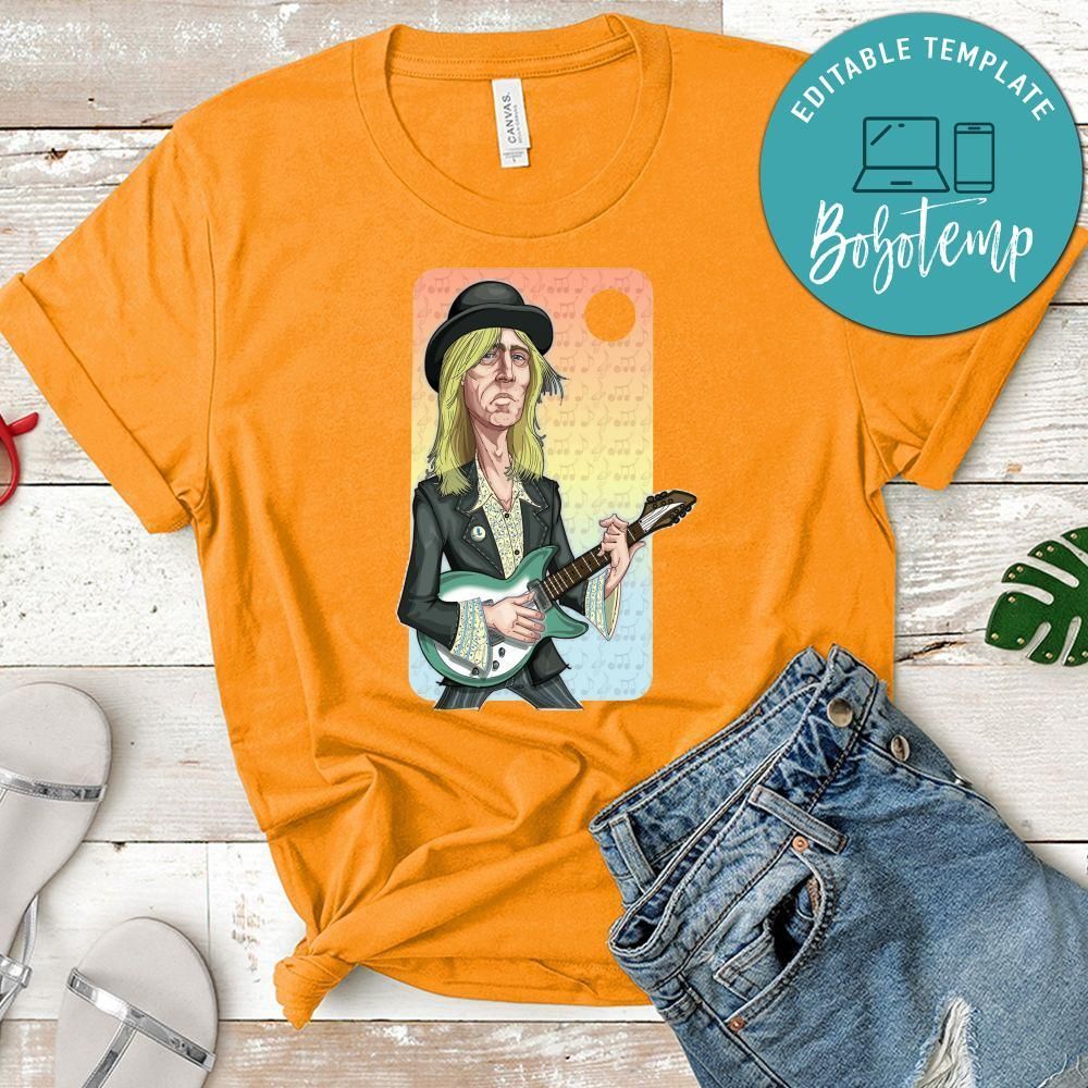 Funny Tom Petty With Guiltar White Shirt