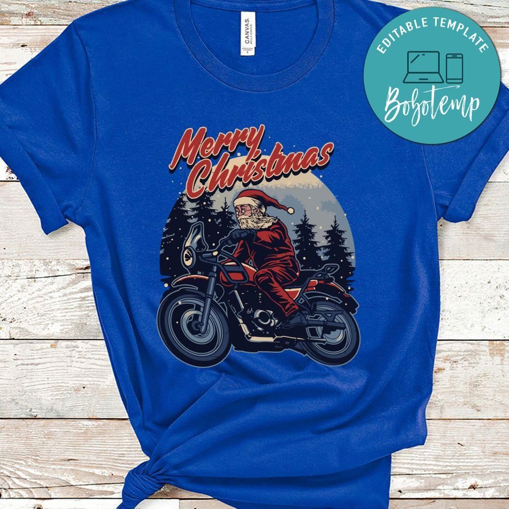Xmas Shirt, Merry Christmas, Santa Claus Riding On Motorbike Shirt