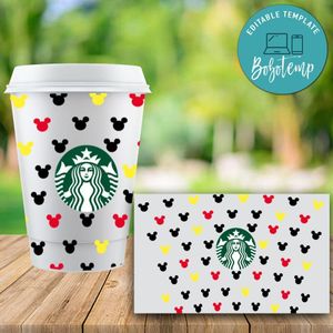 Starbucks Wrap Mickey Color Pattern PNG File template Instant Download