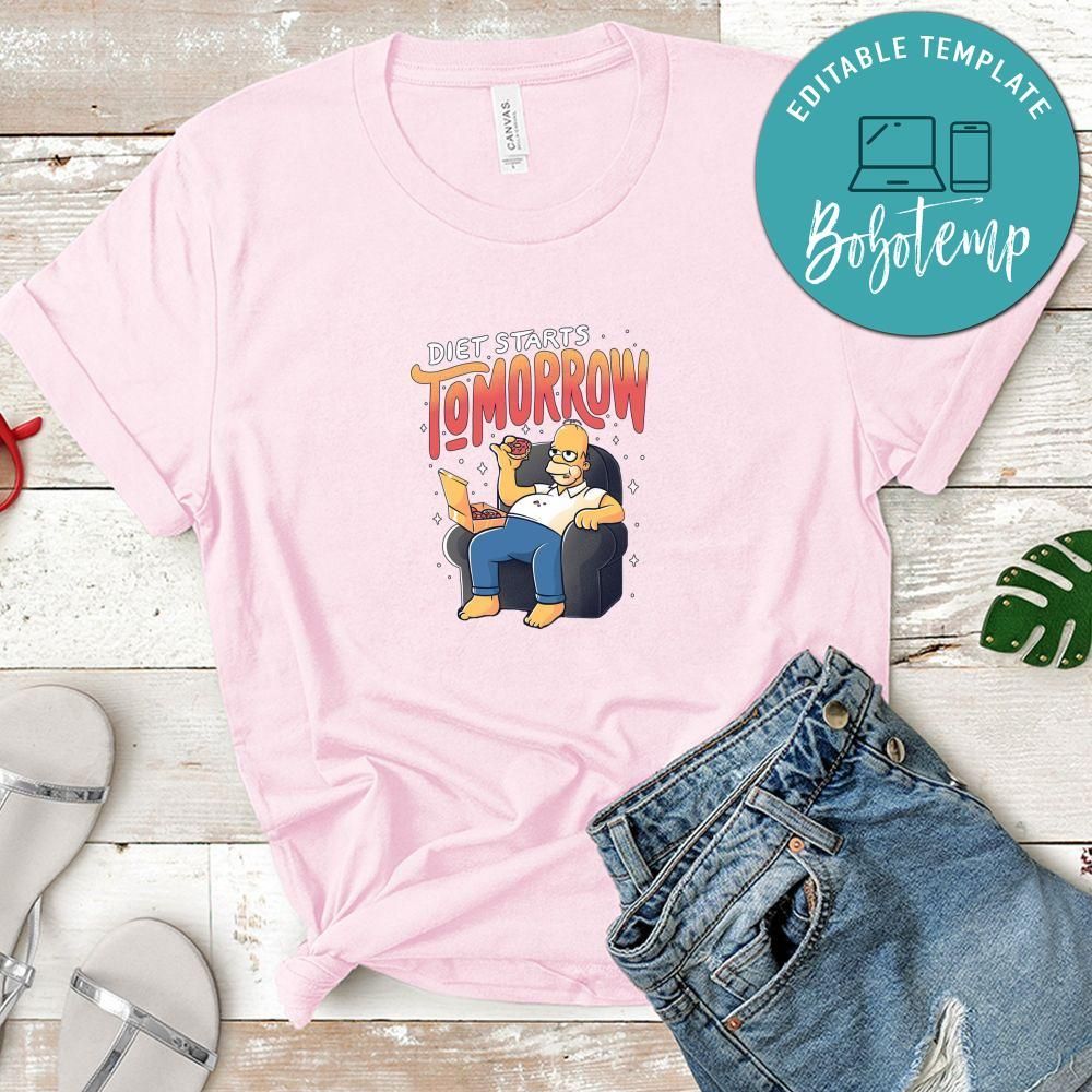 Homer Simpson Diet Starts Tomorrow Shirt, Funny Homer Shirt