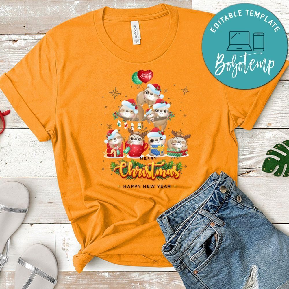 Merry Christmas And Happy New Year, Cute Sloth For Christmas Day Shirt