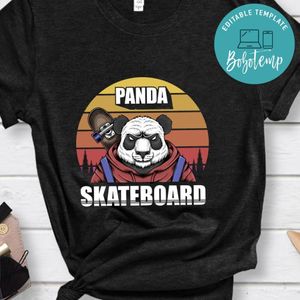 Panda Skateboard Sunset Retro Shirt