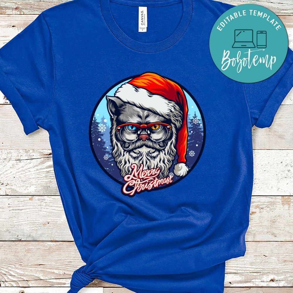 Xmas Shirt, Merry Christmas, Grey Cat Merry Christmas With Forest Shirt