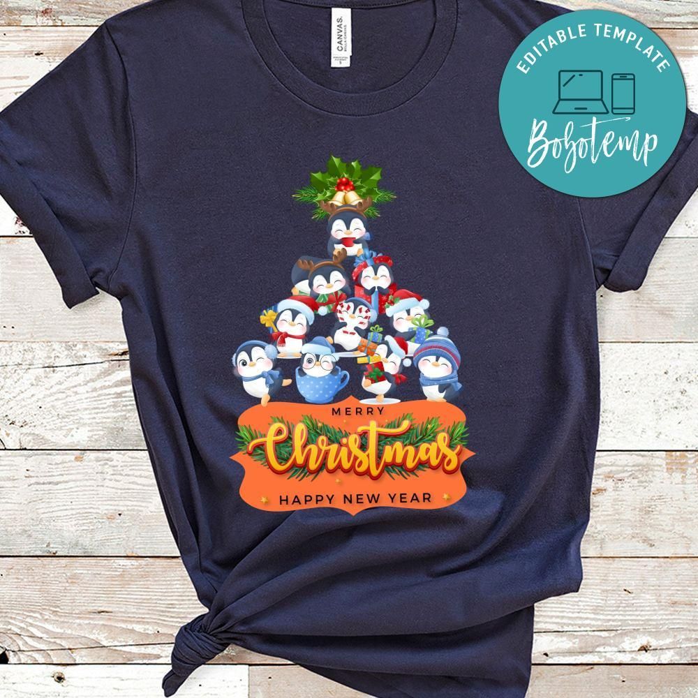 Merry Christmas And Happy New Year, Cute Penguins For Christmas Day Black Shirt