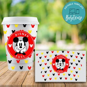 Starbucks Wrap Mickey Black Red Yellow Pattern PNG File template Instant Download