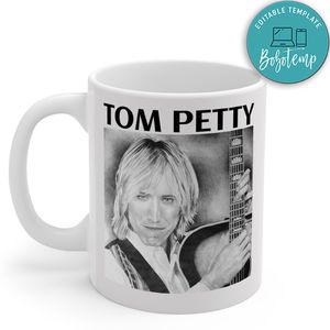 Tom Petty Black And White Mug