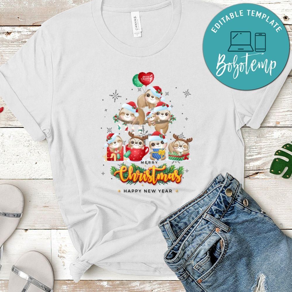 Merry Christmas And Happy New Year, Cute Sloth For Christmas Day Shirt