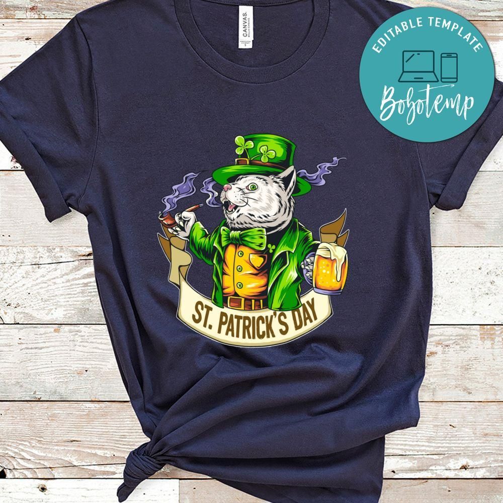 St.Patrick's Day Cute Cat Holding A Glass Full Of Beer Shirt