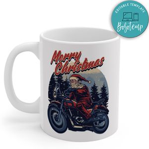 Merry Christmas, Santa Claus Riding On Motorbike Mug