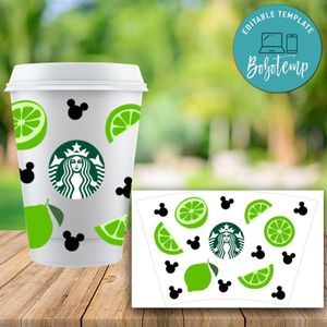Starbucks Wrap Fruits Lime Pattern PNG File template Instant Download