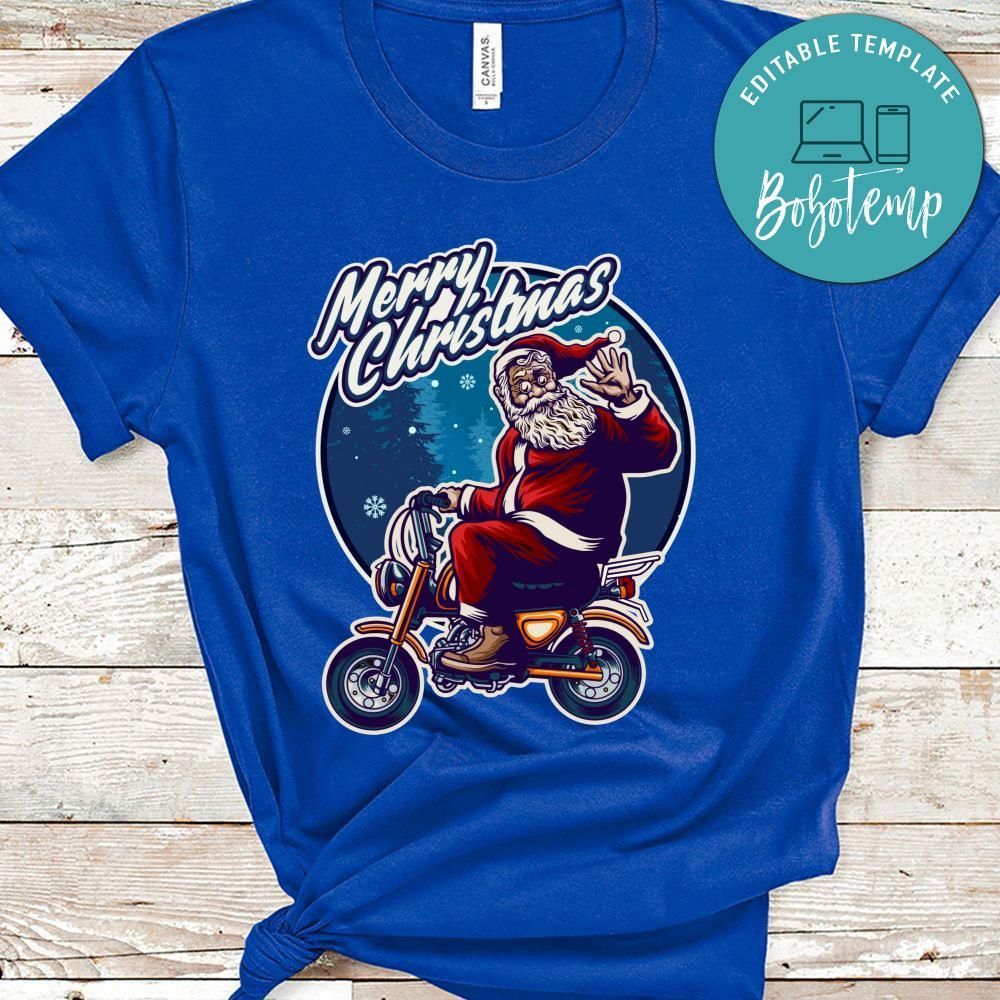 Xmas Shirt, Merry Christmas, Santa Claus Riding Motorcycle Bag Merchandise Shirt