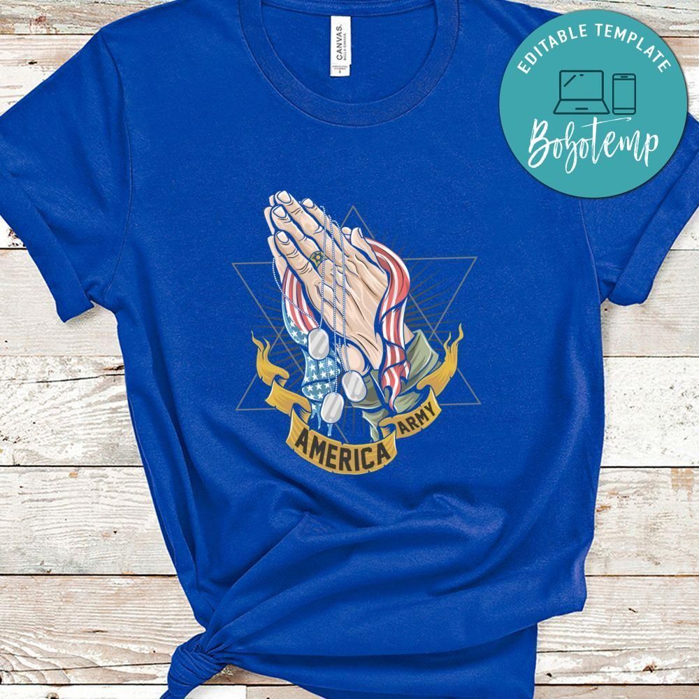 America Soldier Army Hand Pray Veterans Day Tshirt