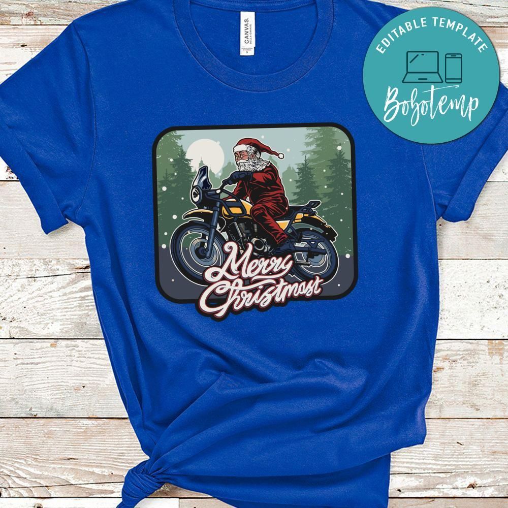 Xmas Shirt, Merry Christmas, Christmas Santa Claus Riding Motorcycle Shirt